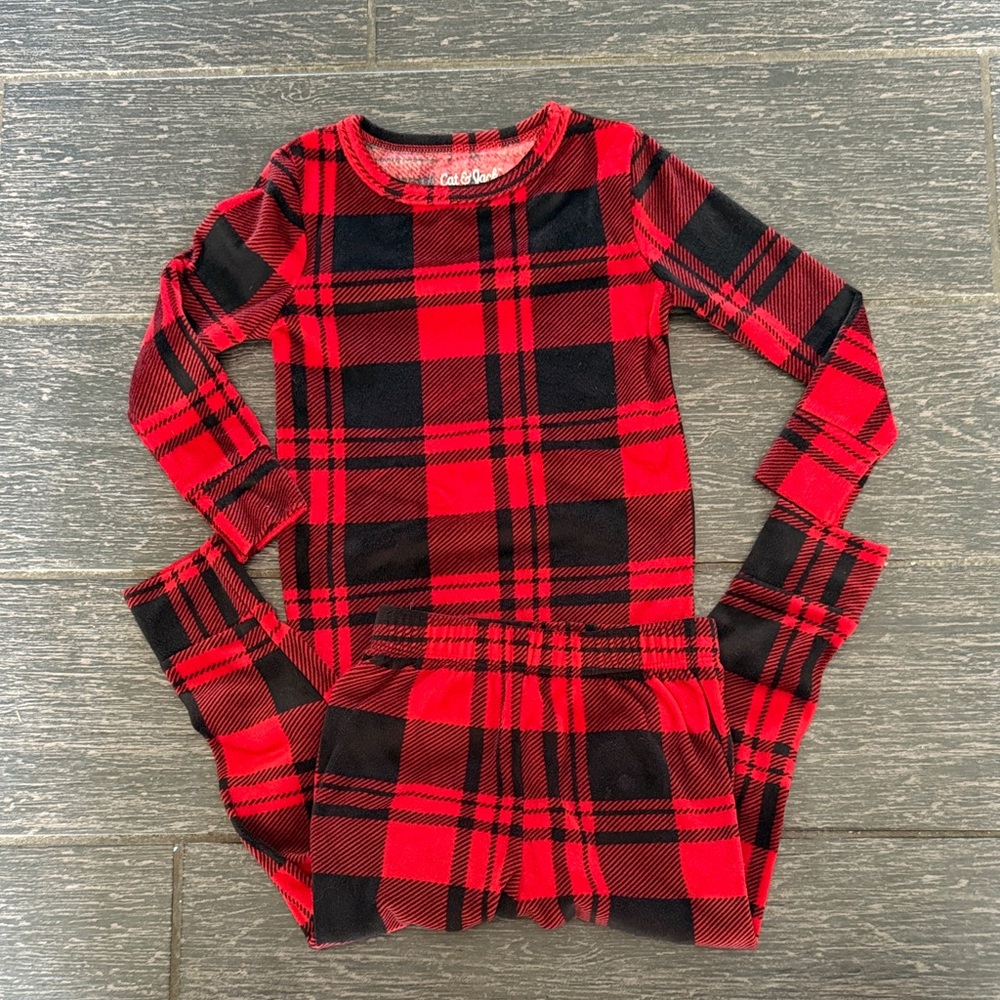 Cat & Jack Red and Black Checkered Pajama Set - size 2T
